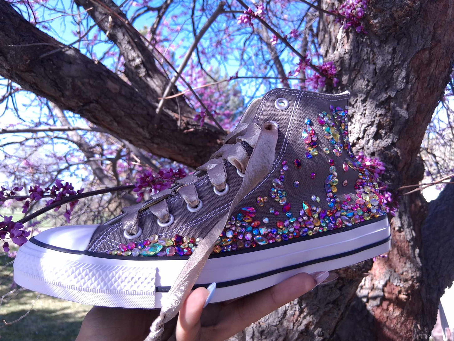 "Starlight Stride” Crystal-Embellished High-Tops