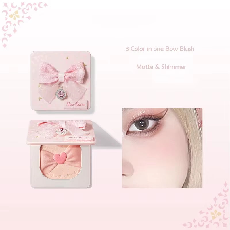 Korean Makeup Set GOGO TALES Double Lip Gloss Cruelty-Free Powder Blush-Shape Lower Eyelash Seal Black Eyeliner 3Pcs Kit