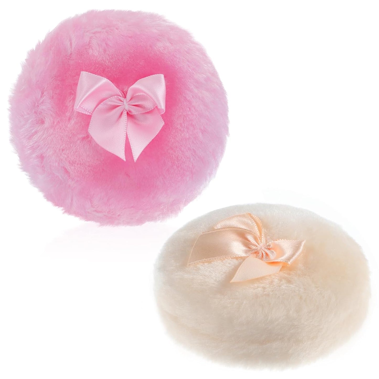 2Pcs Large Fluffy Powder Puff Soft Body Cosmetic Powder Puff Washable Velour Face Powder Puff Reusable Dusting Loose Puff Wet Dry Makeup Tool for Women