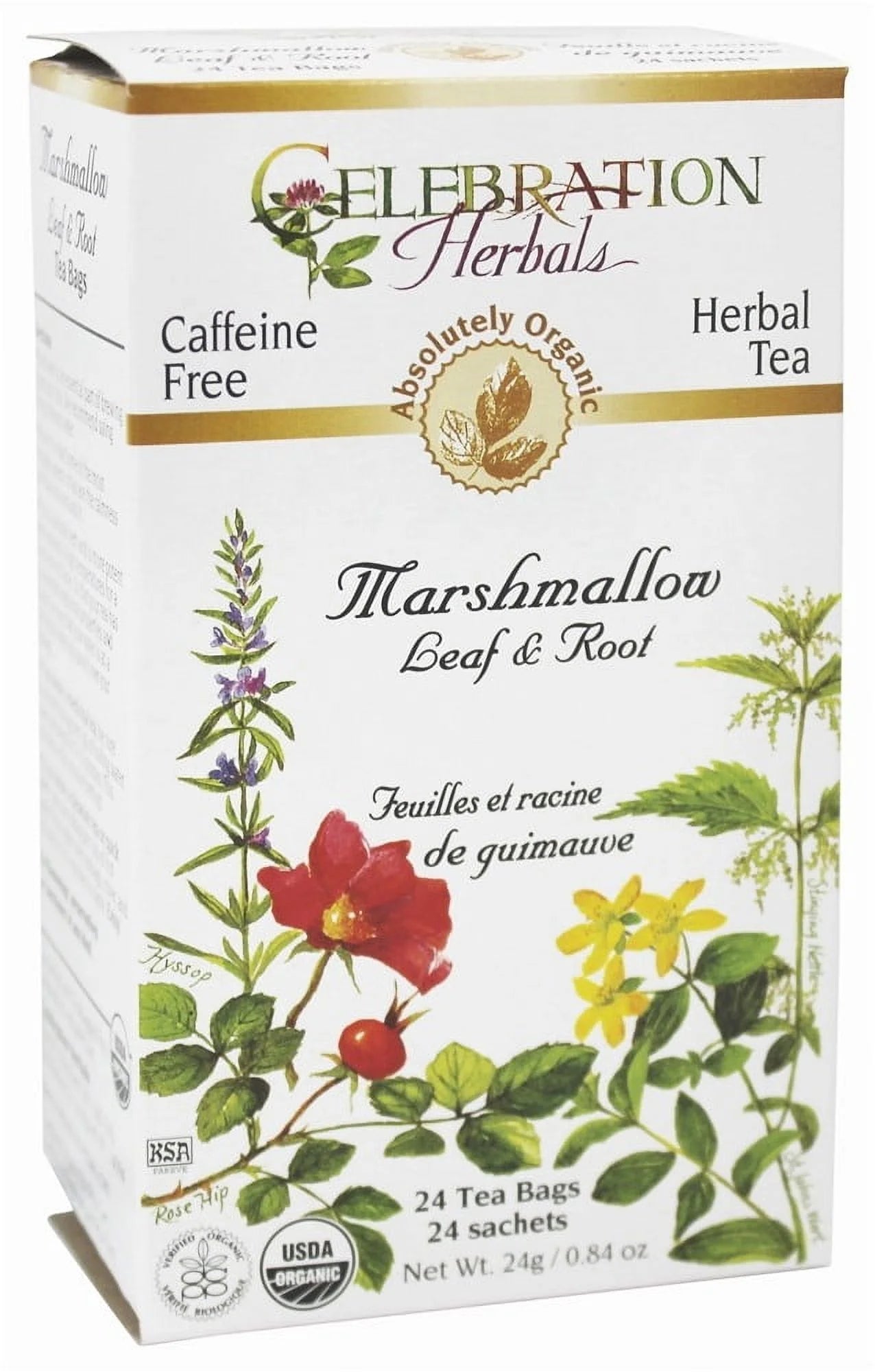 - Organic Caffeine Free Marshmallow Leaf & Root Herbal Tea - 24 Tea Bags