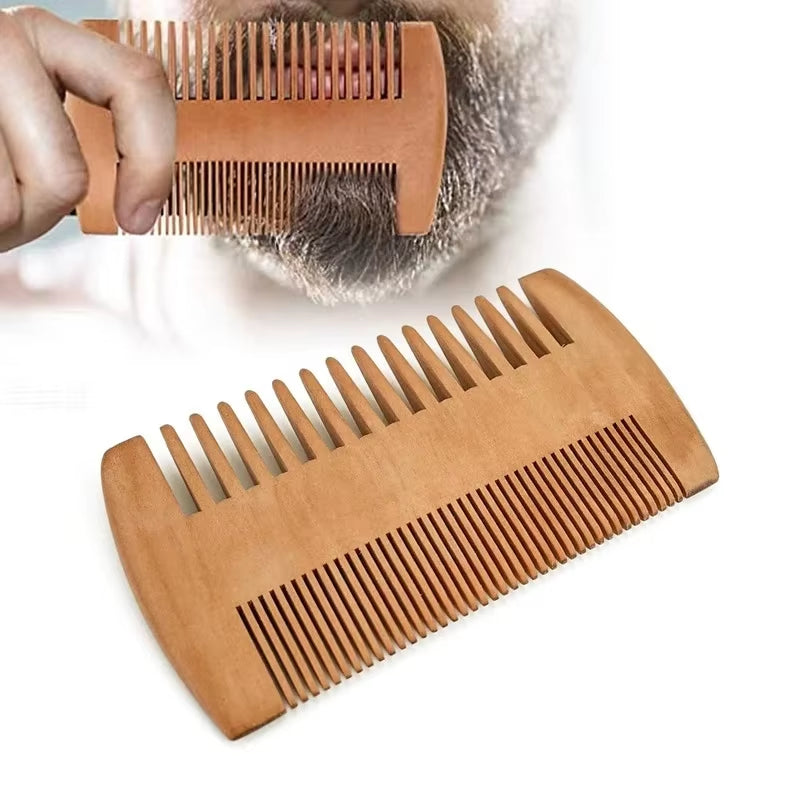 Natural Peach Wood Hair Comb Men Beard Care Anti-Static Brush Head Massage Classic Comb Portable Hair Styling Hair Care Tool