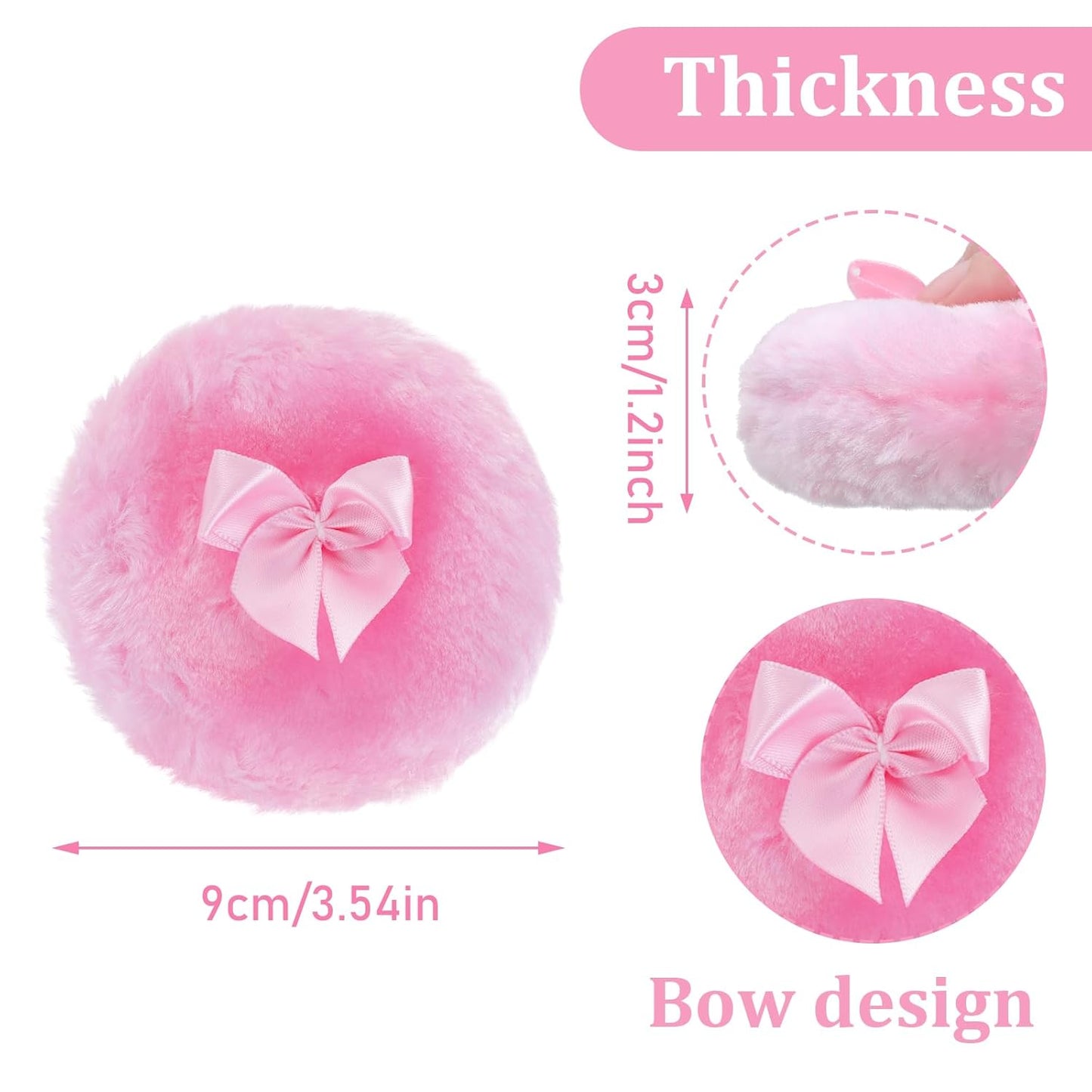 2Pcs Large Fluffy Powder Puff Soft Body Cosmetic Powder Puff Washable Velour Face Powder Puff Reusable Dusting Loose Puff Wet Dry Makeup Tool for Women