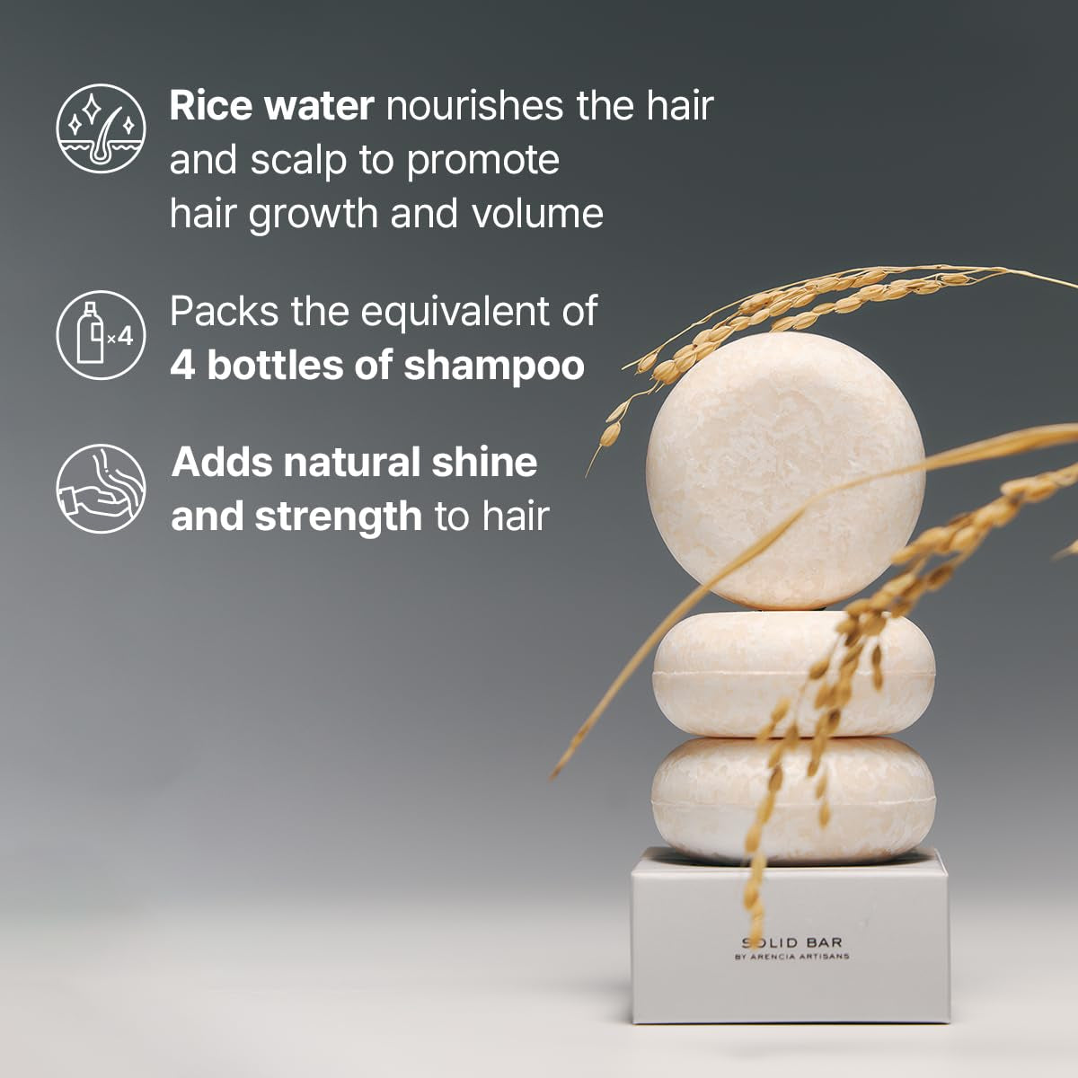 Korean Rice Water Shampoo Bar for Hair Growth & Strengthening, All Natural Formula with Biotin & Protein - Korean Hair Care