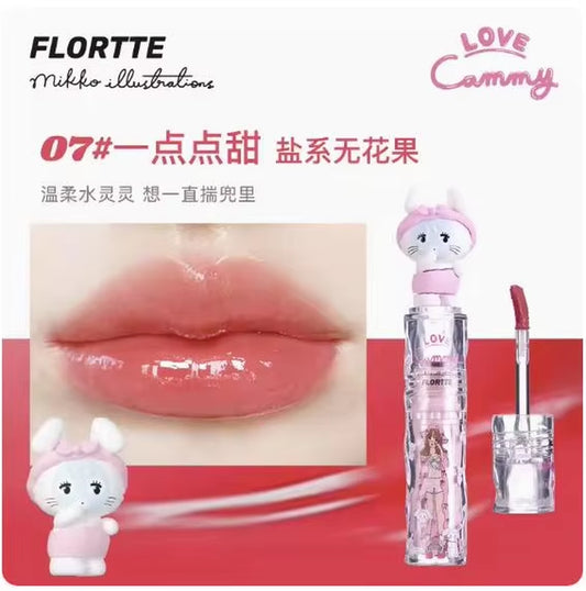 FLORTTE&MIKKO Mirror Lip Glaze Waterproof Translucent Lipstick Korean Makeup Lipgloss Lip Plumper Gloss, Moisturizing Lip Oil