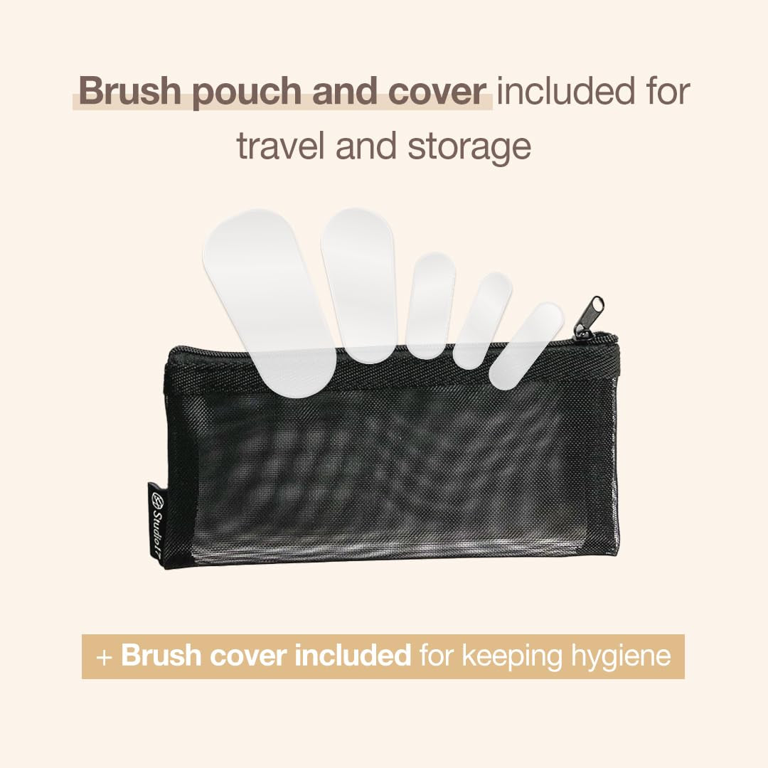 Travel Makeup Brush Set 5 Pcs| Essential Face & Eye Makeup Brush Set | Portable Makeup Brush Set for Travel | Makeup Pouch & Brush Cover Included