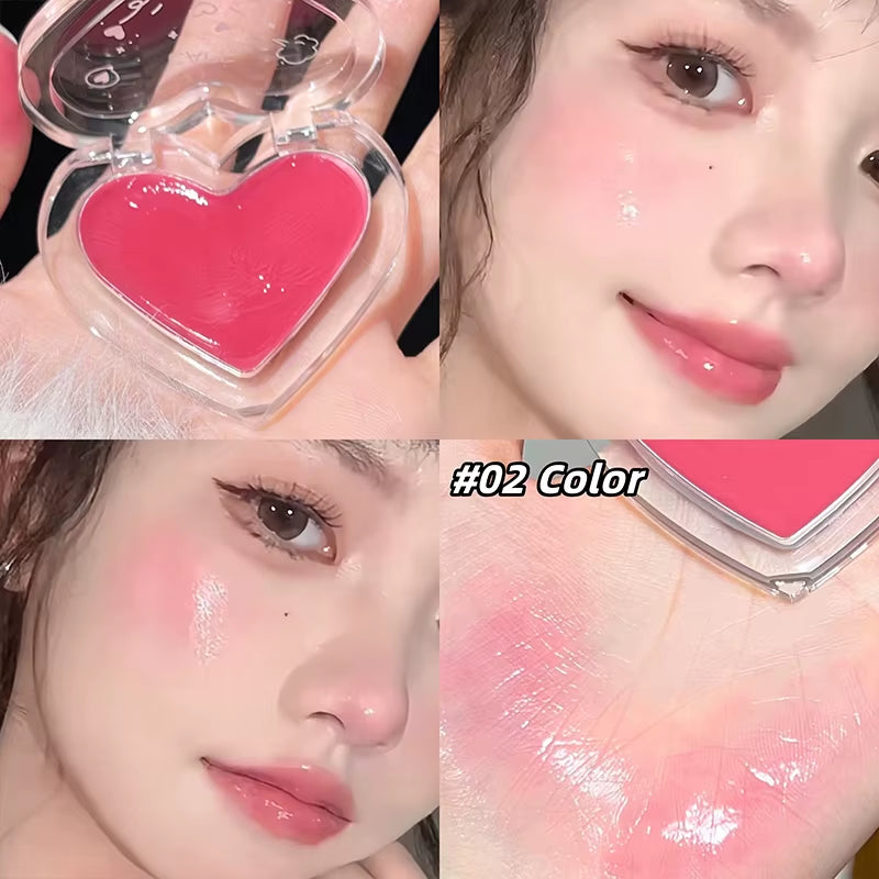 Love Heart  Brightening Face Highlighter Cream Waterproof High Gloss Blush Illuminator Korean Makeup